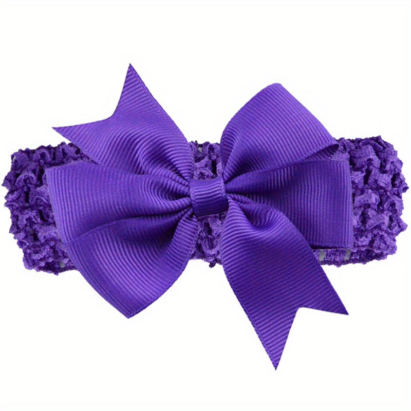 Ribbed Dovetail Webbing Headband Solid Bow Hairband