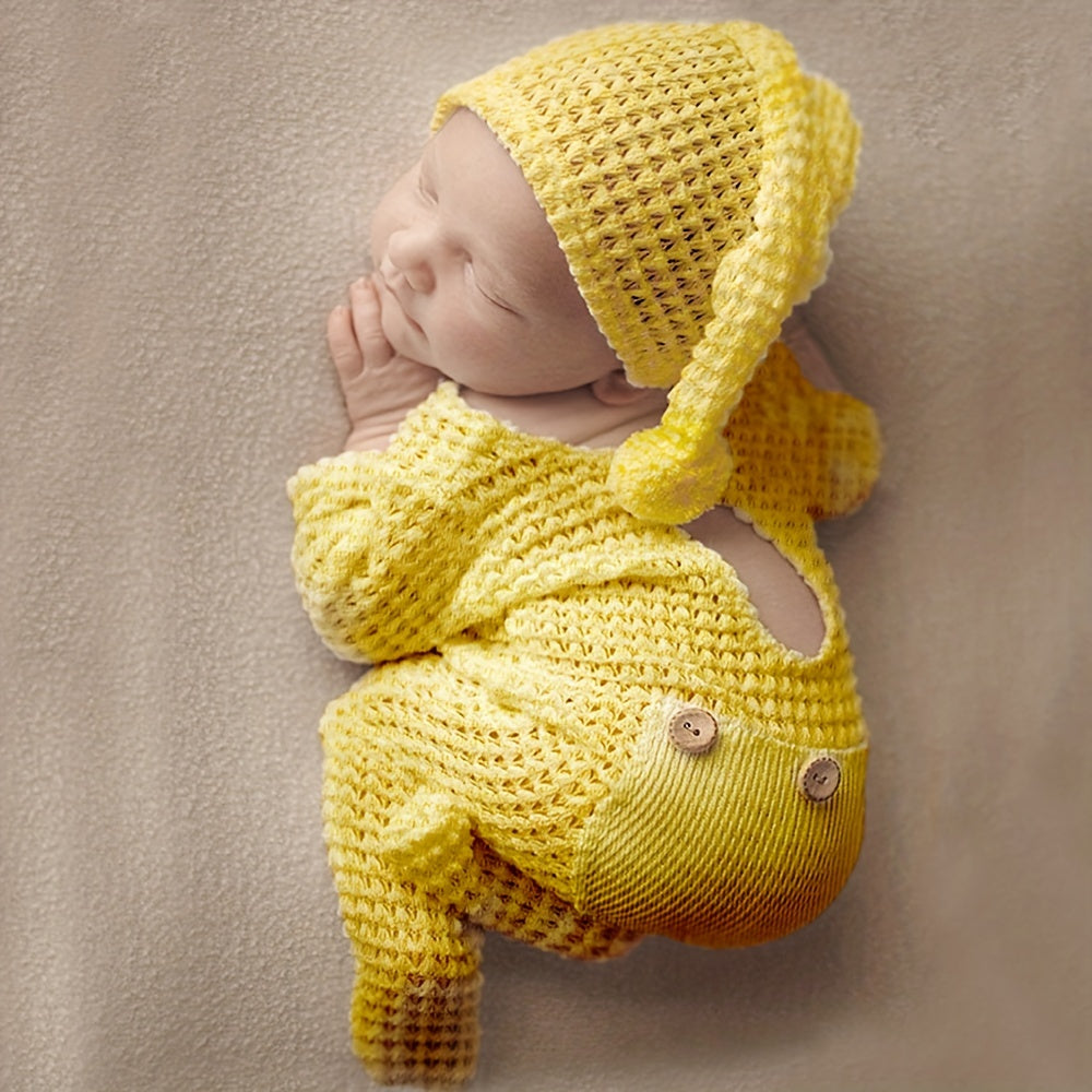 Baby Jumpsuit Photography Suit with Long-tailed Hat Set