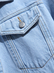 Men's Casual Crane Embroidered Denim Jacket