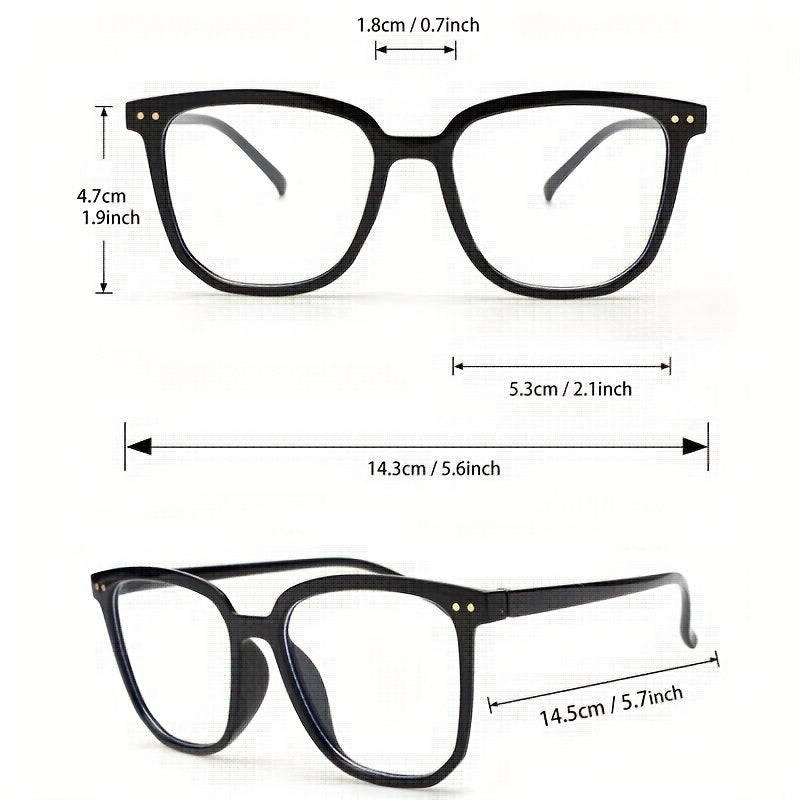 2pcs Clear Lens Cat Eye Glasses Rivet Decor