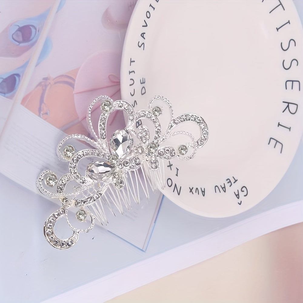 Handcrafted Bridal Hair Comb with Butterfly & Floral Design
