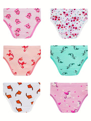 Girls Cartoon Animals & Flowers Graphic Shortie Brief Cotton Underwear Set