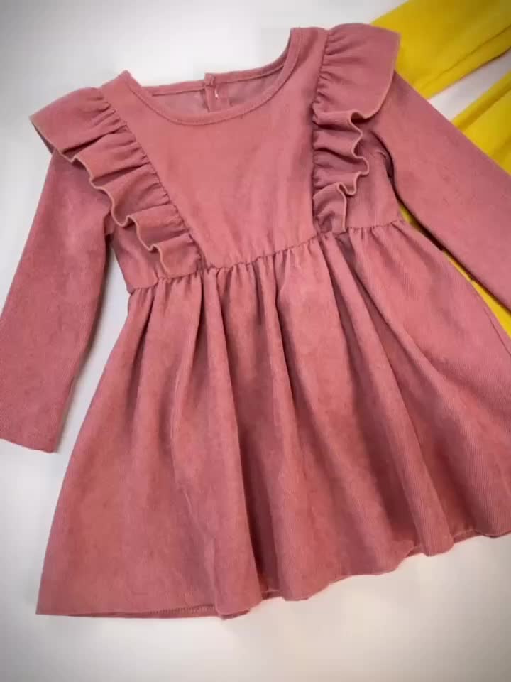 Baby Girls Ruffle Sleeve Princess Dresses Spring Autumn 1-5Y
