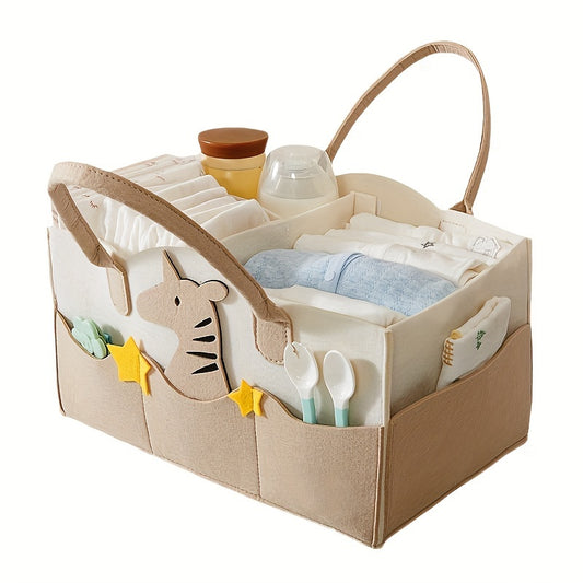 Large Capacity Felt Diaper Bag Portable Tote Handle Compartment Storage