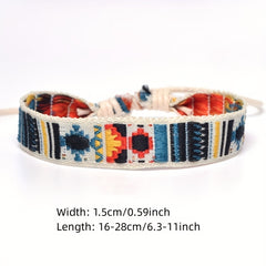 Men's Folk And Linen Bracelet Retro Embroidery Hippie Friendship Wrap Bracelet