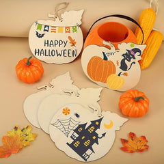 5pcs Large Wooden Pumpkin Disc Ornaments for Crafts Hanging Fall Decorations
