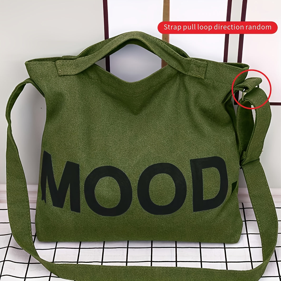 Vintage Canvas Tote Bag Gym Bag Letter Graphic Handbag
