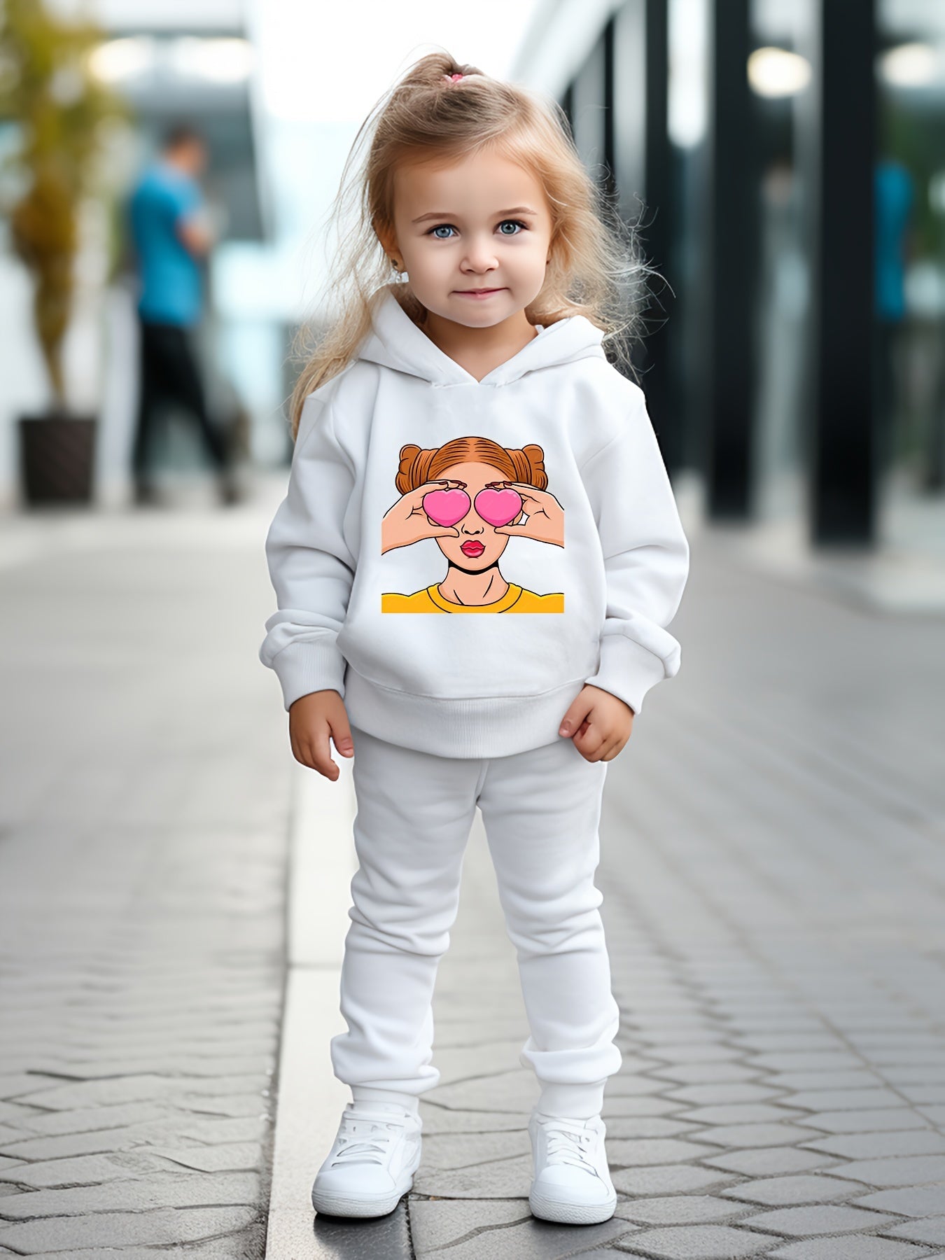 OERYUI Girls Boys 2pcs Fashionable Print Hooded Pullover Pants Set