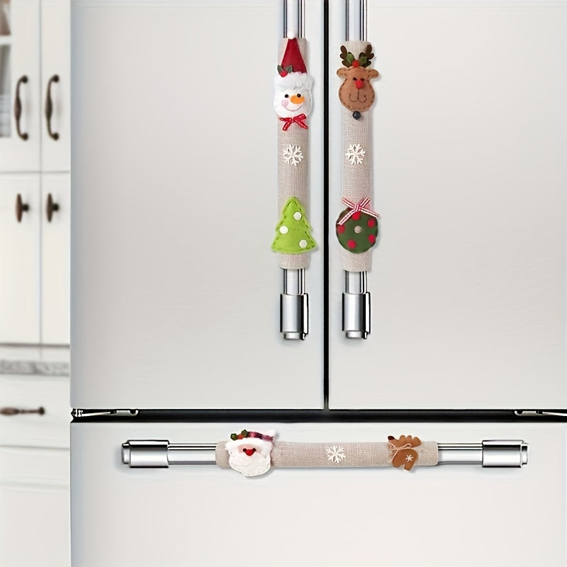 3pcs Christmas Fridge Handle Cover Xmas Home Decor