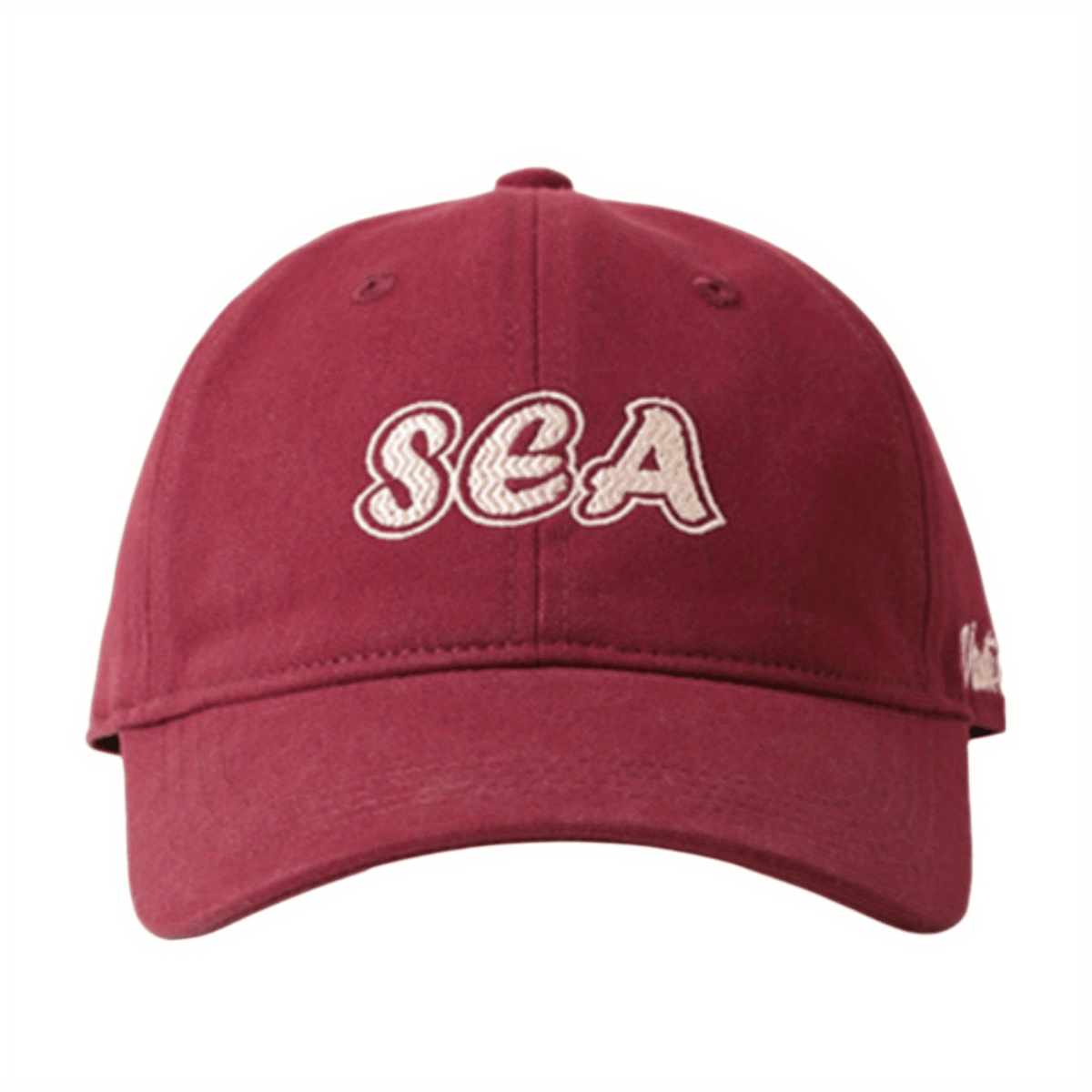 SEA Embroidery Red Baseball Cap Unisex Lightweight Sun Hat Adjustable