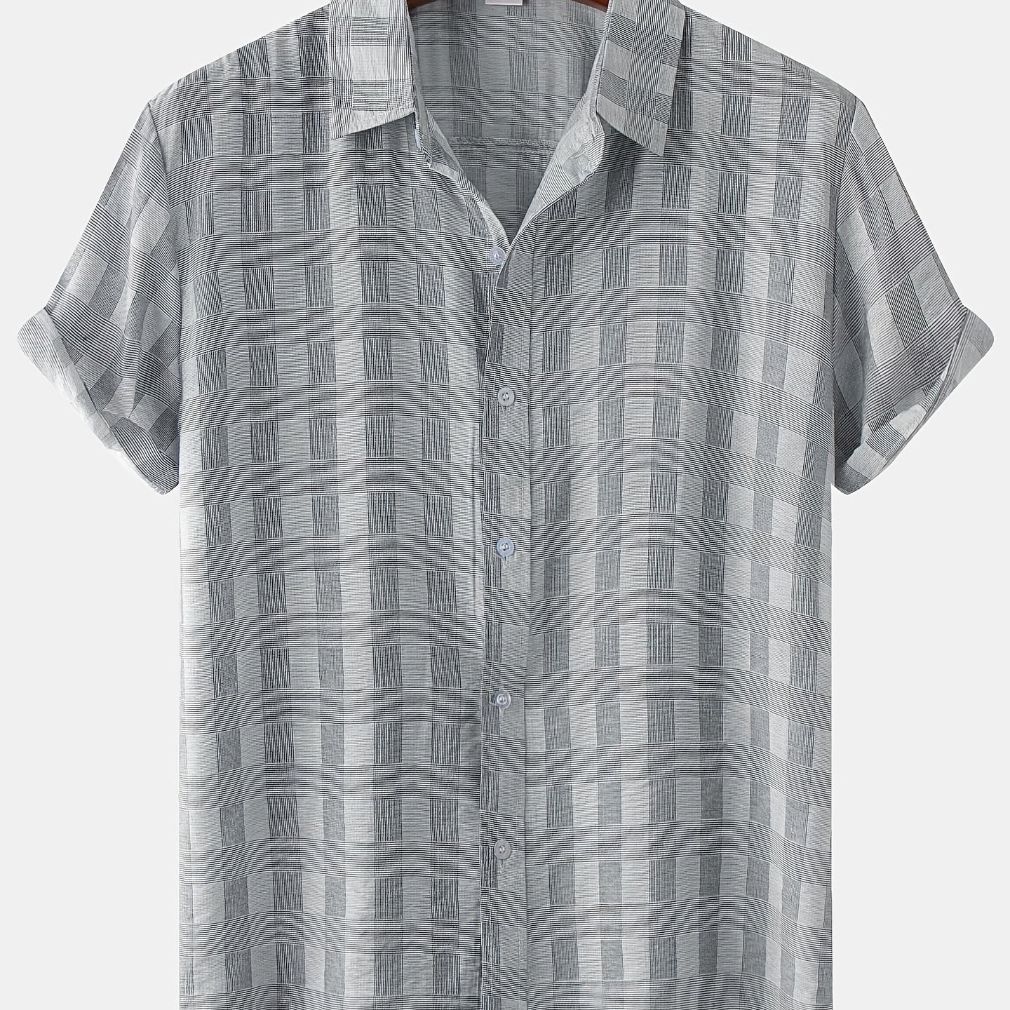 Men's Casual Plaid Short Sleeve T-Shirt for Summer