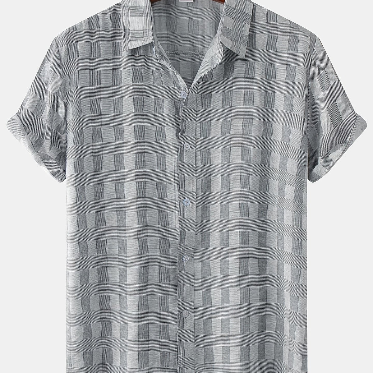 Men's Casual Plaid Short Sleeve T-Shirt for Summer