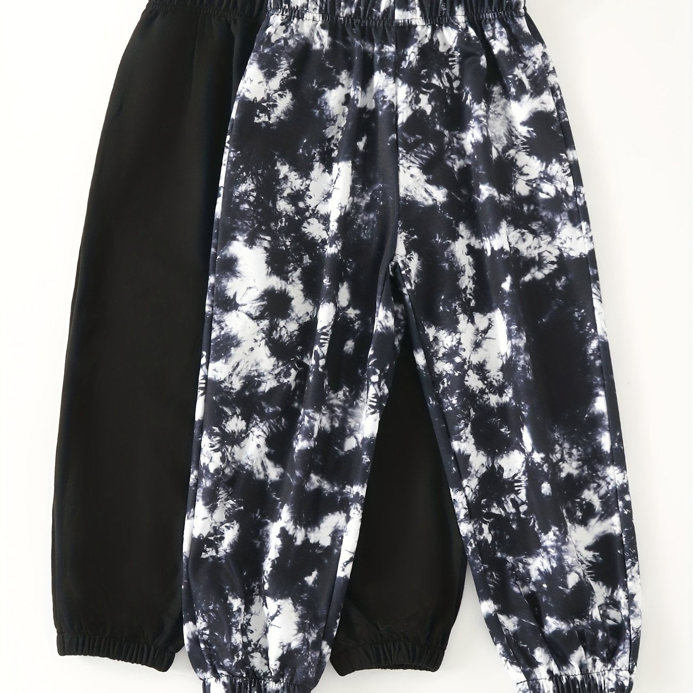 2pcs Boys Tie Dye Solid Long Pants for Spring/Autumn