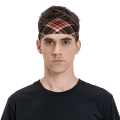 Vintage Plaid Headband Red Checkered Pattern Elastic Fit Sports Headwear