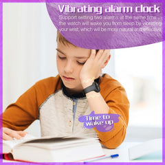 Boys' Waterproof Alarm Clock Digital Watch with Pedometer - USB Rechargeable