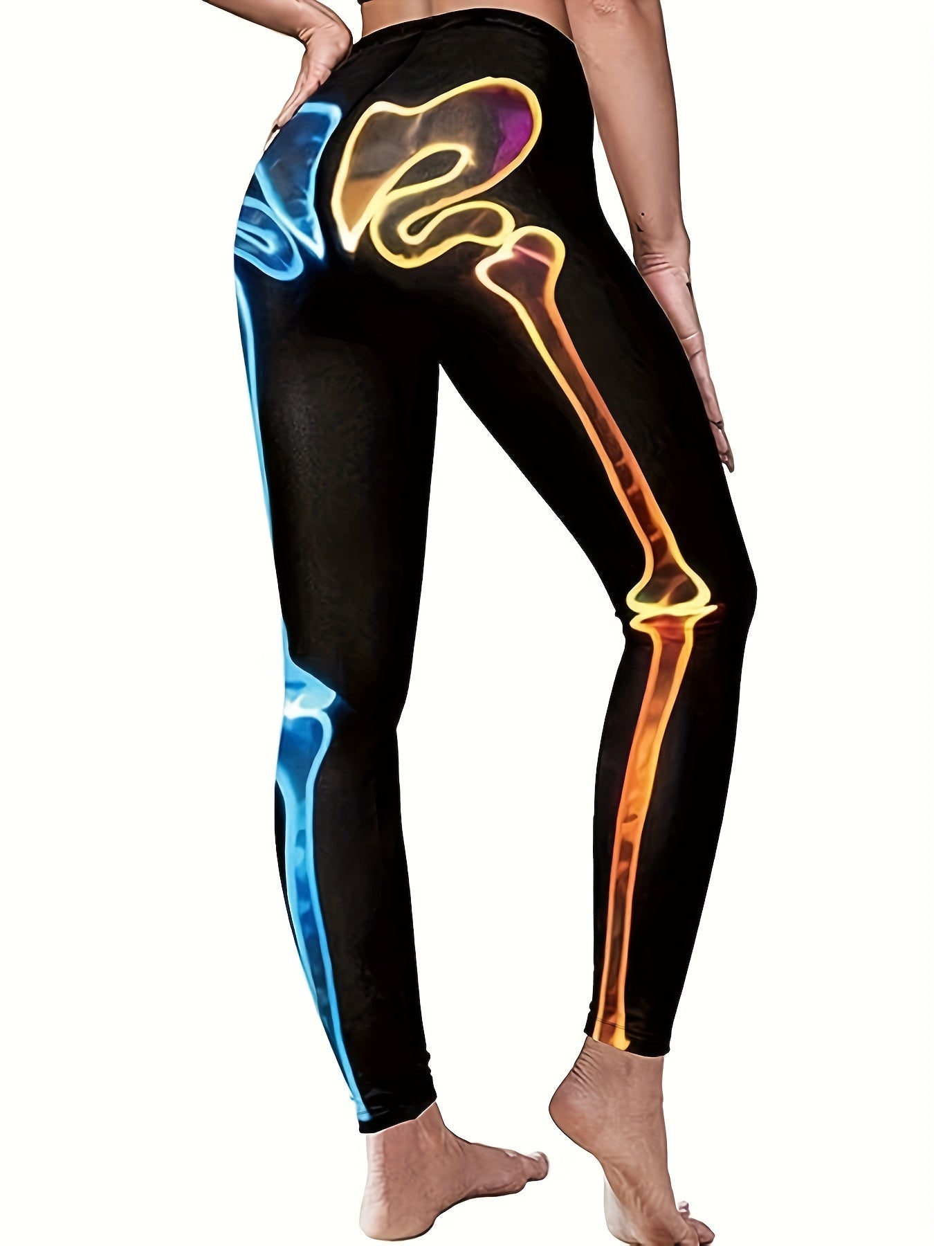  Skeleton Print Halloween Leggings