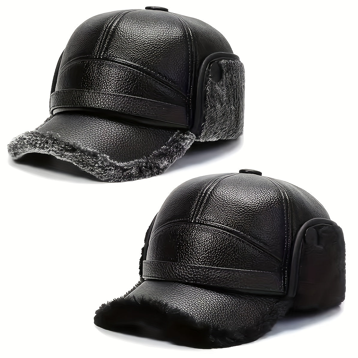 Faux Leather Winter Hats For Men Women Sport Warm Baseball Cap