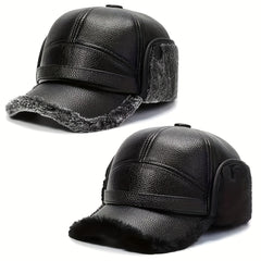 Faux Leather Winter Hats For Men Women Sport Warm Baseball Cap