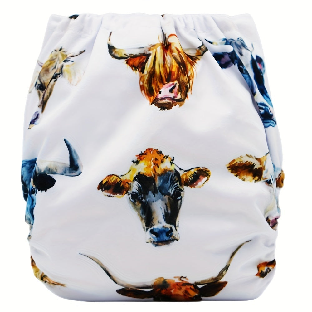 Highland Cow Print Adjustable Baby Cloth Diaper