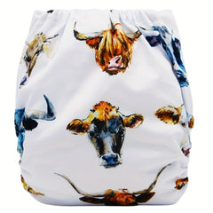 Highland Cow Print Adjustable Baby Cloth Diaper