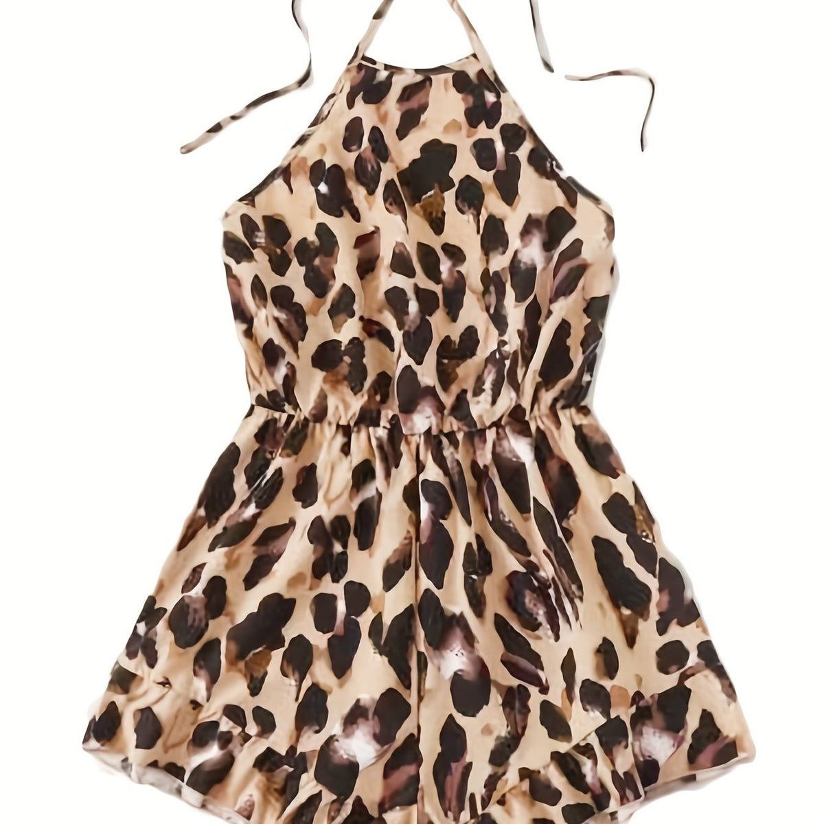  Sexy Leopard Print Halter Neck Romper
