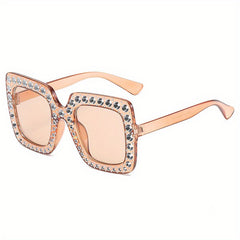 Large Rhinestone Sunglasses Casual Photo Booth Props Glasses UV400