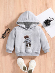 Astronaut Bear Print Baby Boys Hooded Sweatshirt