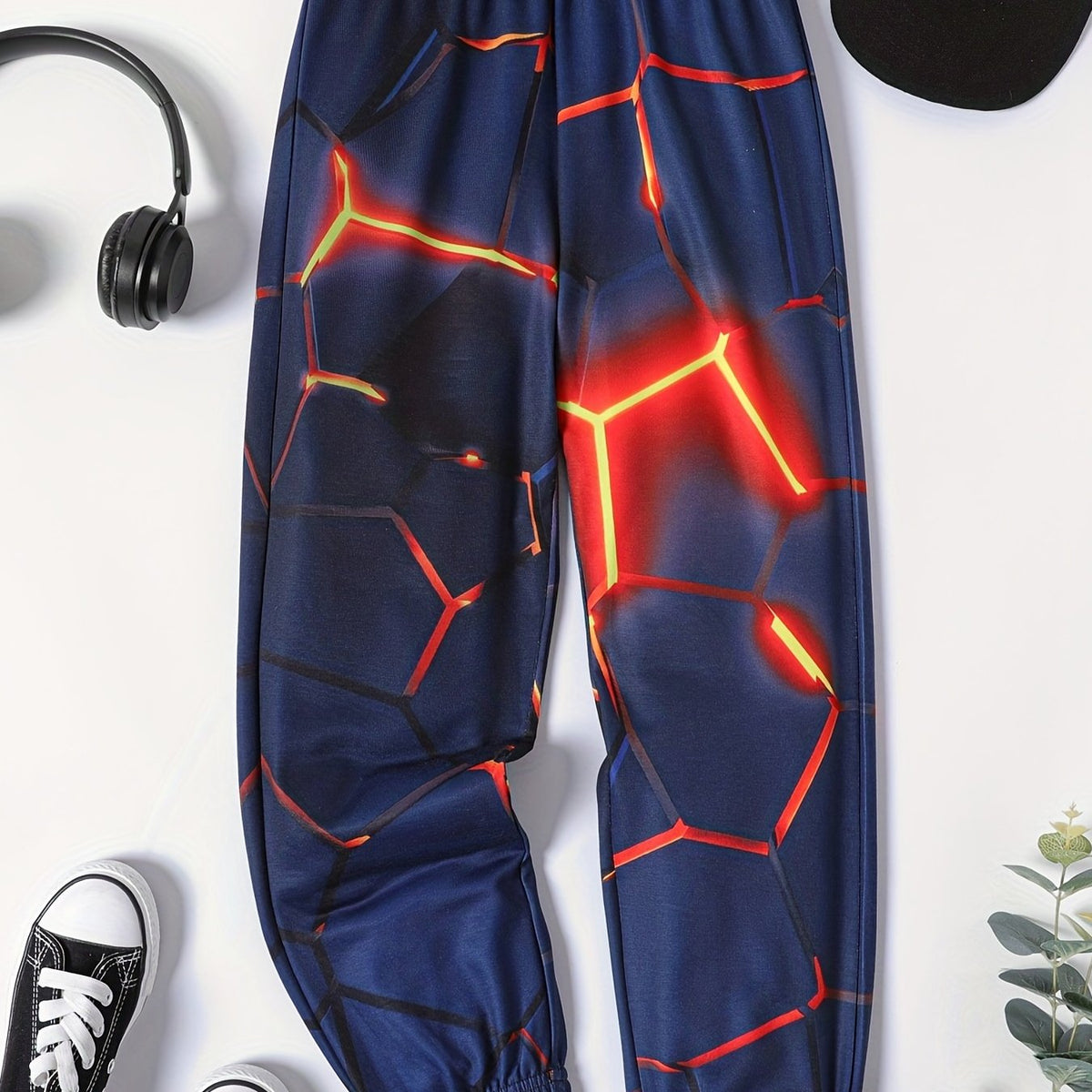 Boy's Geo Print Elastic Casual Pants All match Trousers