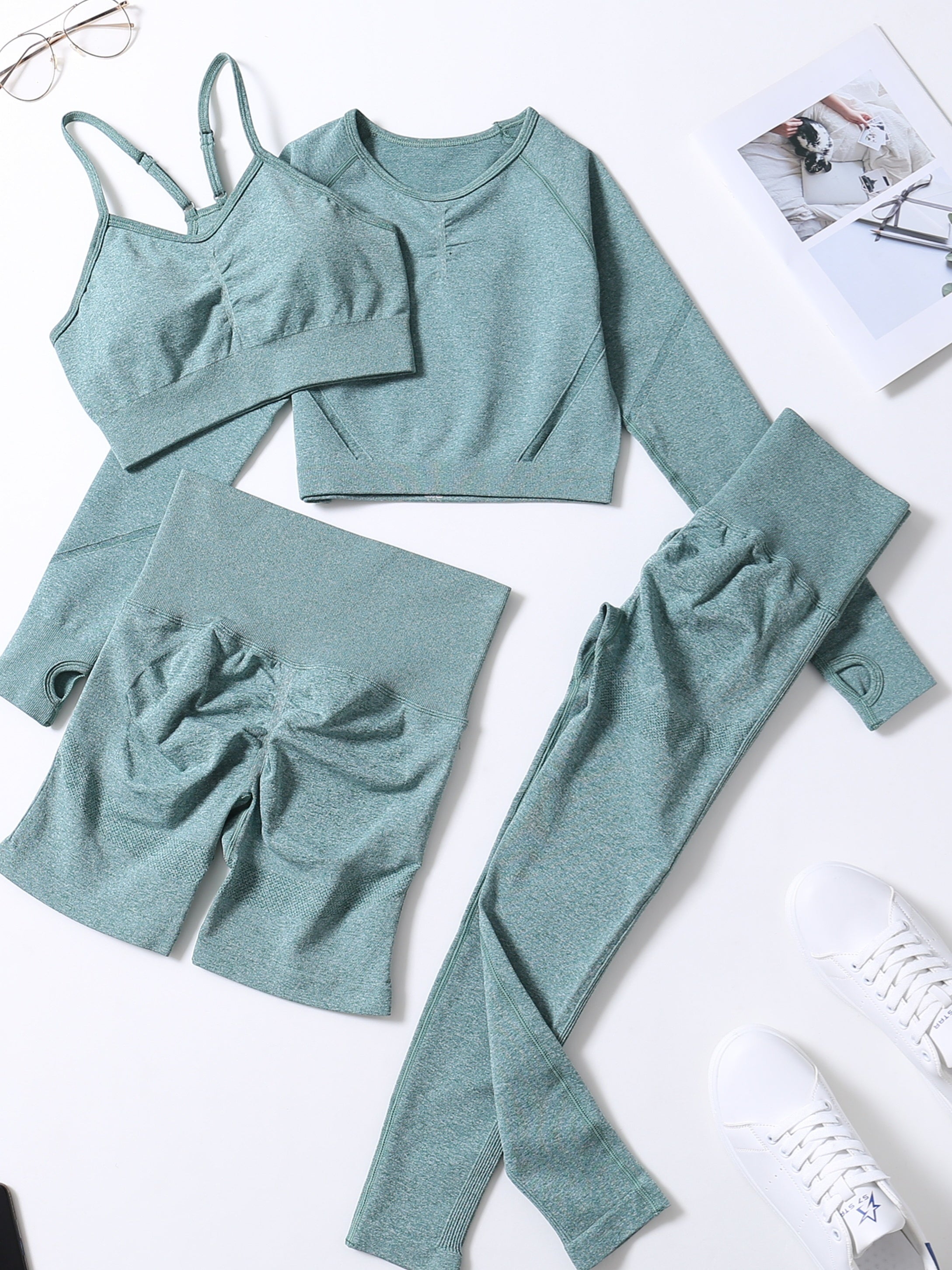 4 Pcs Yoga Set High Stretch Sports Suit