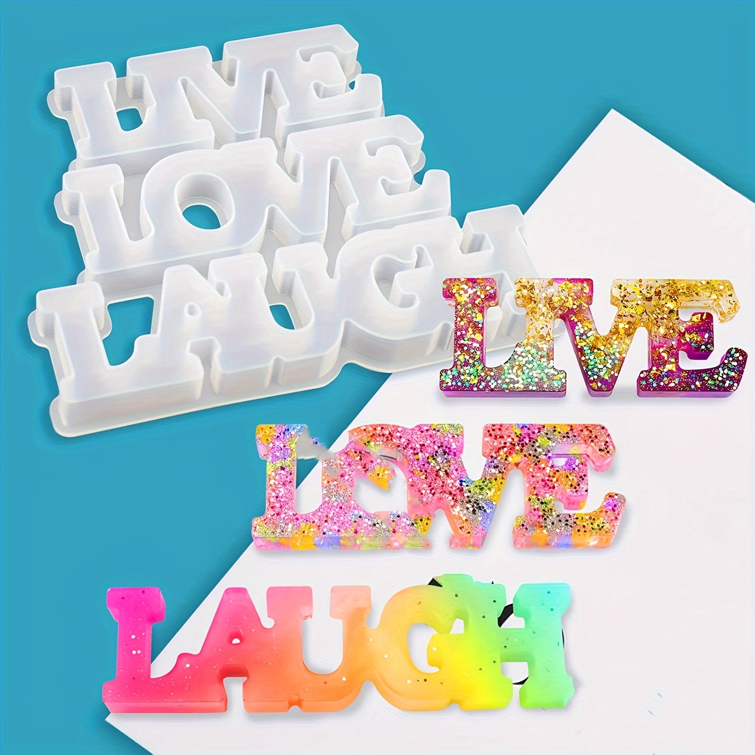 Love Silicone Resin Mold Live Love Laugh Epoxy Casting DIY Sign Craft Supplies