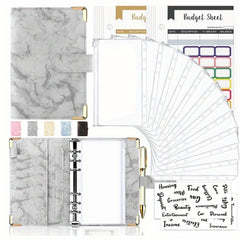 Cross Border A6 Binder Marble Notebook PU Leather Cash Budget Book