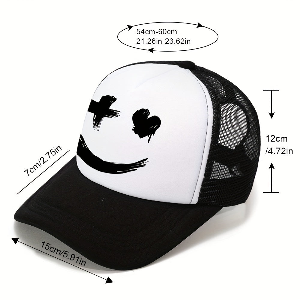 Unisex Expression Print Men's Outdoor Sun Hat Casual Net Trucker Hat