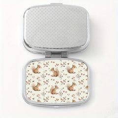 Squirrel Print Pill Organizer Metal Case Compact for Travel & Outdoor