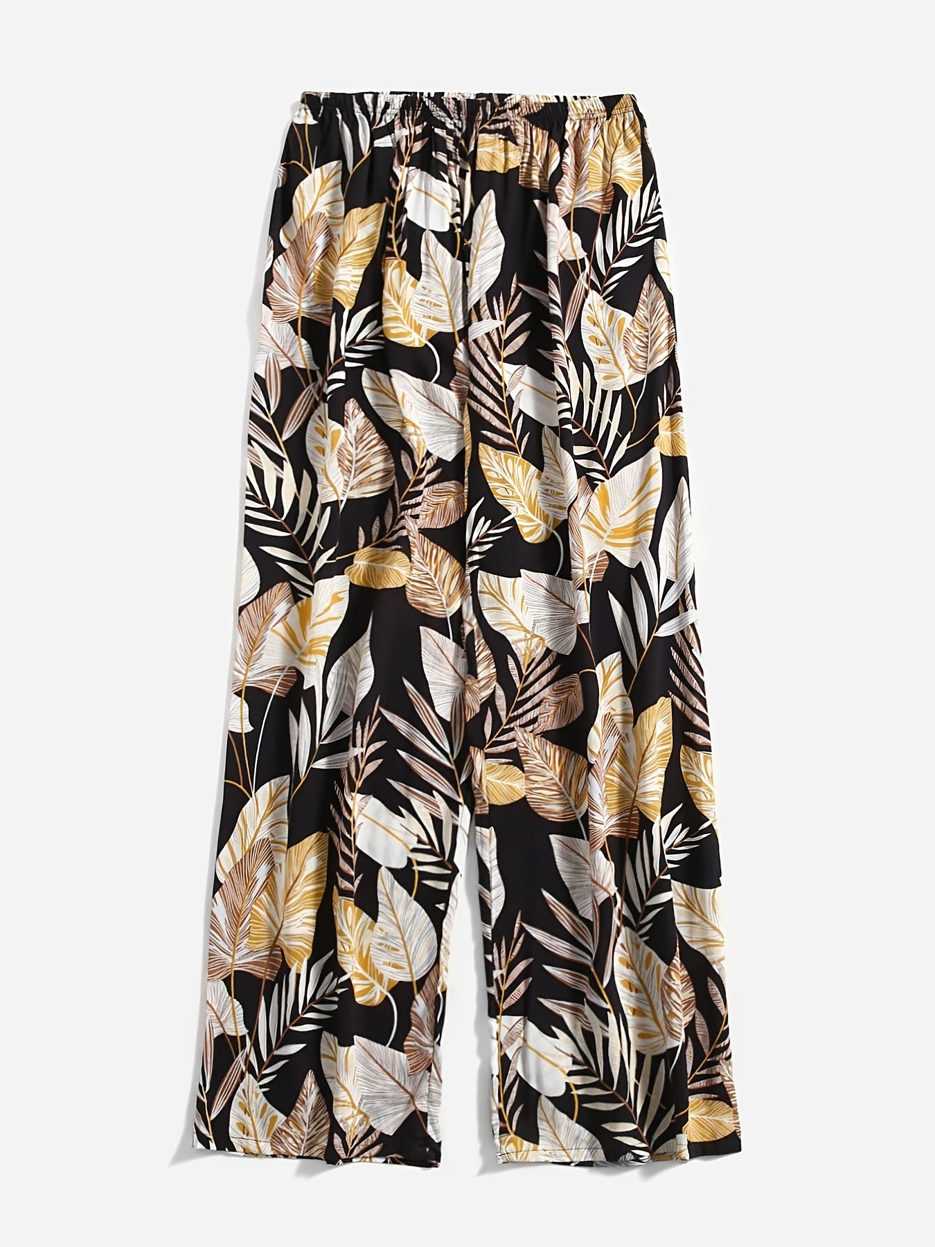  Tropical Print Wide Leg Trousers