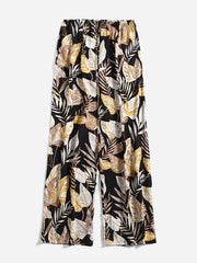  Tropical Print Wide Leg Trousers