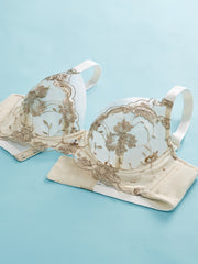 Floral Lace Underwire Push Up Bra for Women