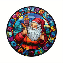 Santa Clause Suncatcher Stained Plastic Window Hanging Christmas Decor