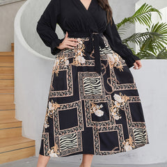  Colorblock Maxi Dress with Flounce Sleeves