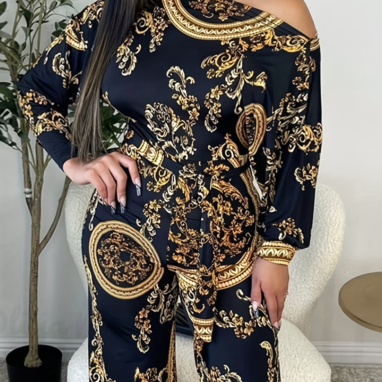  Boho Jumpsuit Women's Floral One Shoulder Jumpsuit