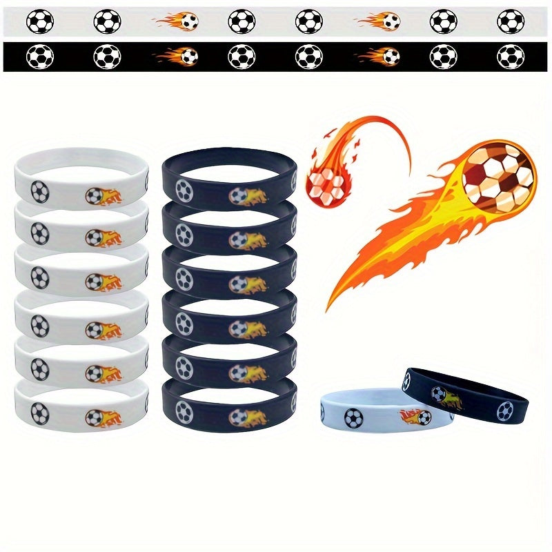 Flame Football Ball Games Theme Silica Gel Bracelet 2Pcs Pack