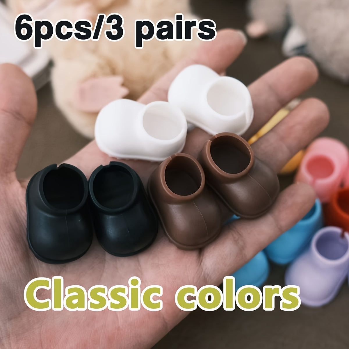 6 Pairs Mini Doll Shoes Anti Slip 3D Style Take Home Shoes Perfect Gift