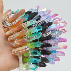 Moon Moon Raw Crystal Stone Quartz Crown Hairband Rhinestone Tiara Mermaid Boho