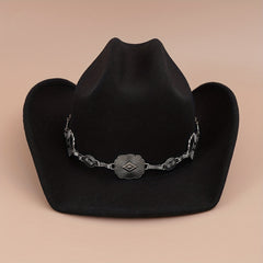 Vintage Western Cowboy Hat Solid Jazz Fedora Cap Unisex Felt Hats