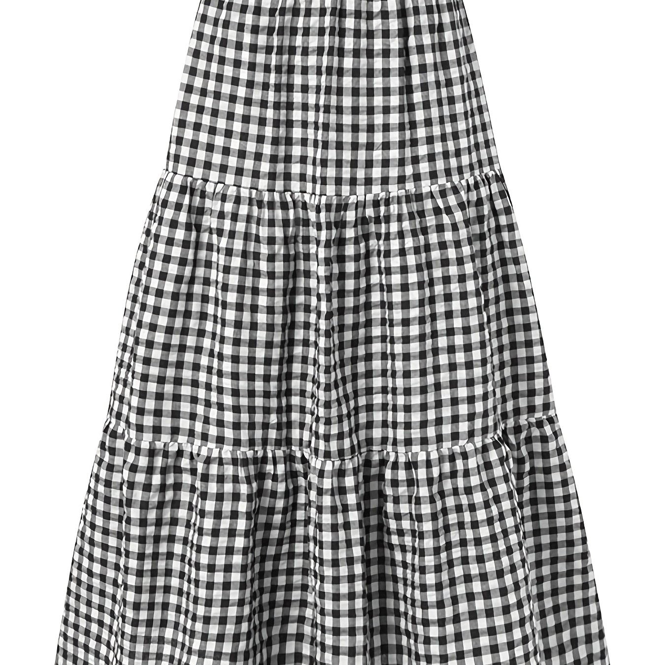  Gingham Print High Rise Maxi Skirt Women's Plus