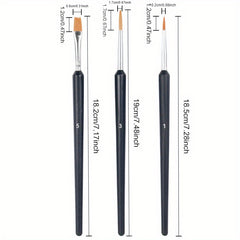 3 Nylon Flat Brushes for Digital Watercolor and Acrylic Painting
