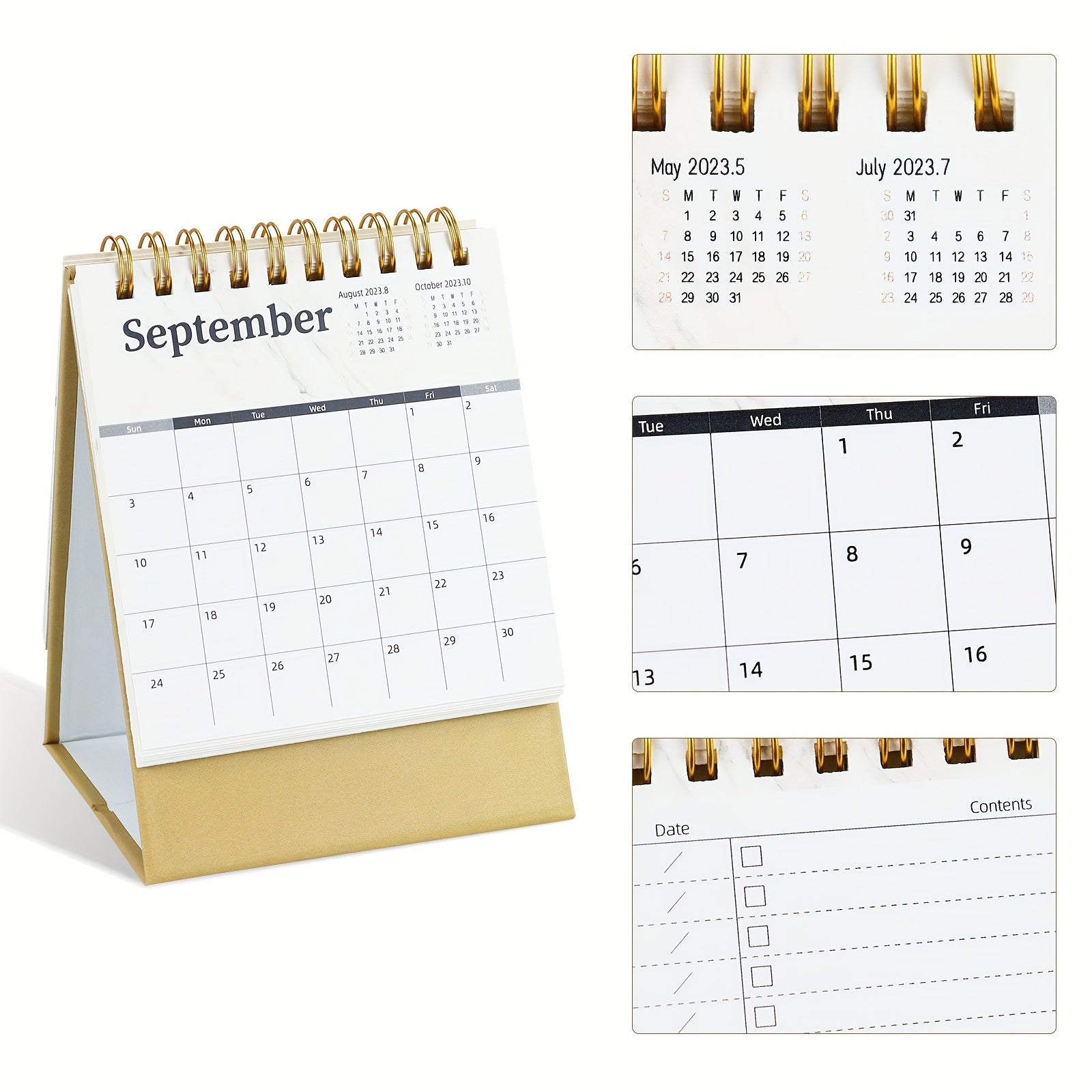 Mini Marble Pattern Desk Calendar 6 12 for Office and School