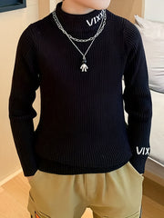 Boys Turtleneck Thick Sweater Long Sleeve Knit Pullover Top Outdoor