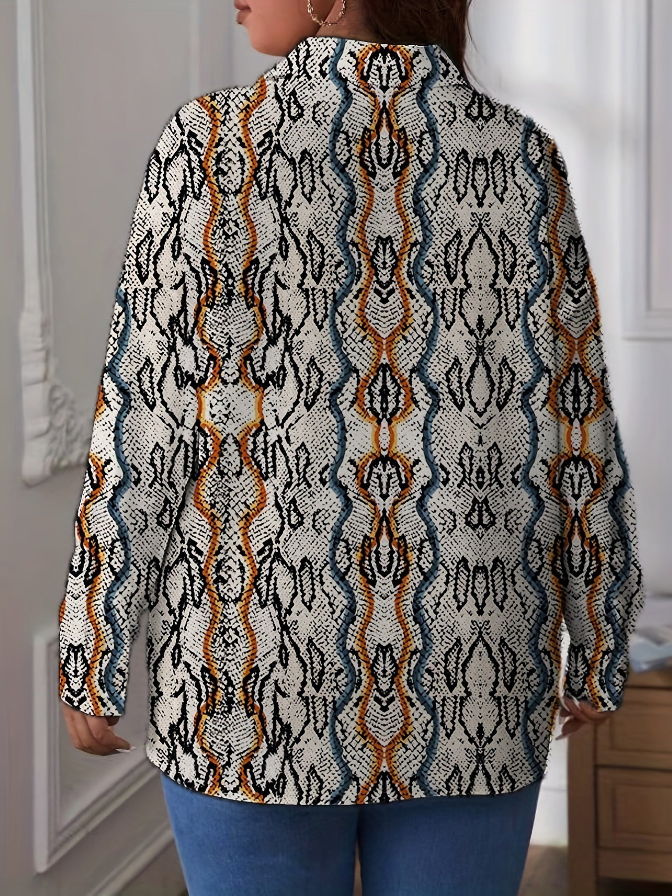  Floral Print Button Up Long Sleeve Blouse