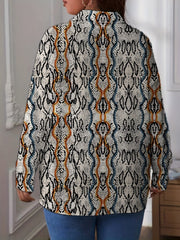  Floral Print Button Up Long Sleeve Blouse