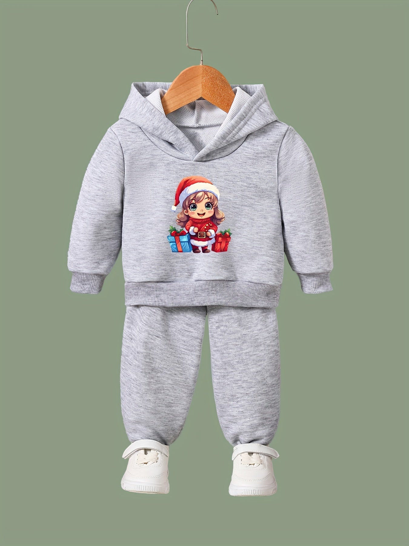 Girls Boys Girl Print Hoodies Pants Set Spring Fall Sports Christmas